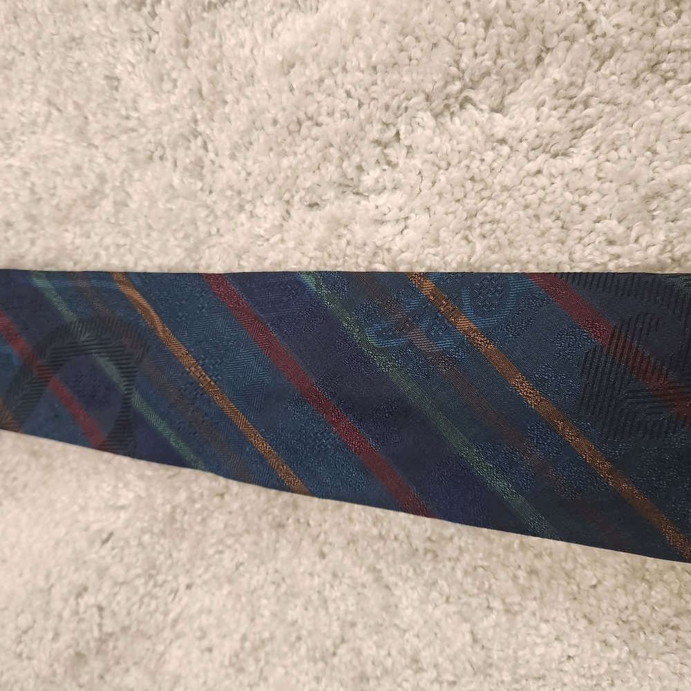 Etienne Aigner Green and Blue Striped Tie